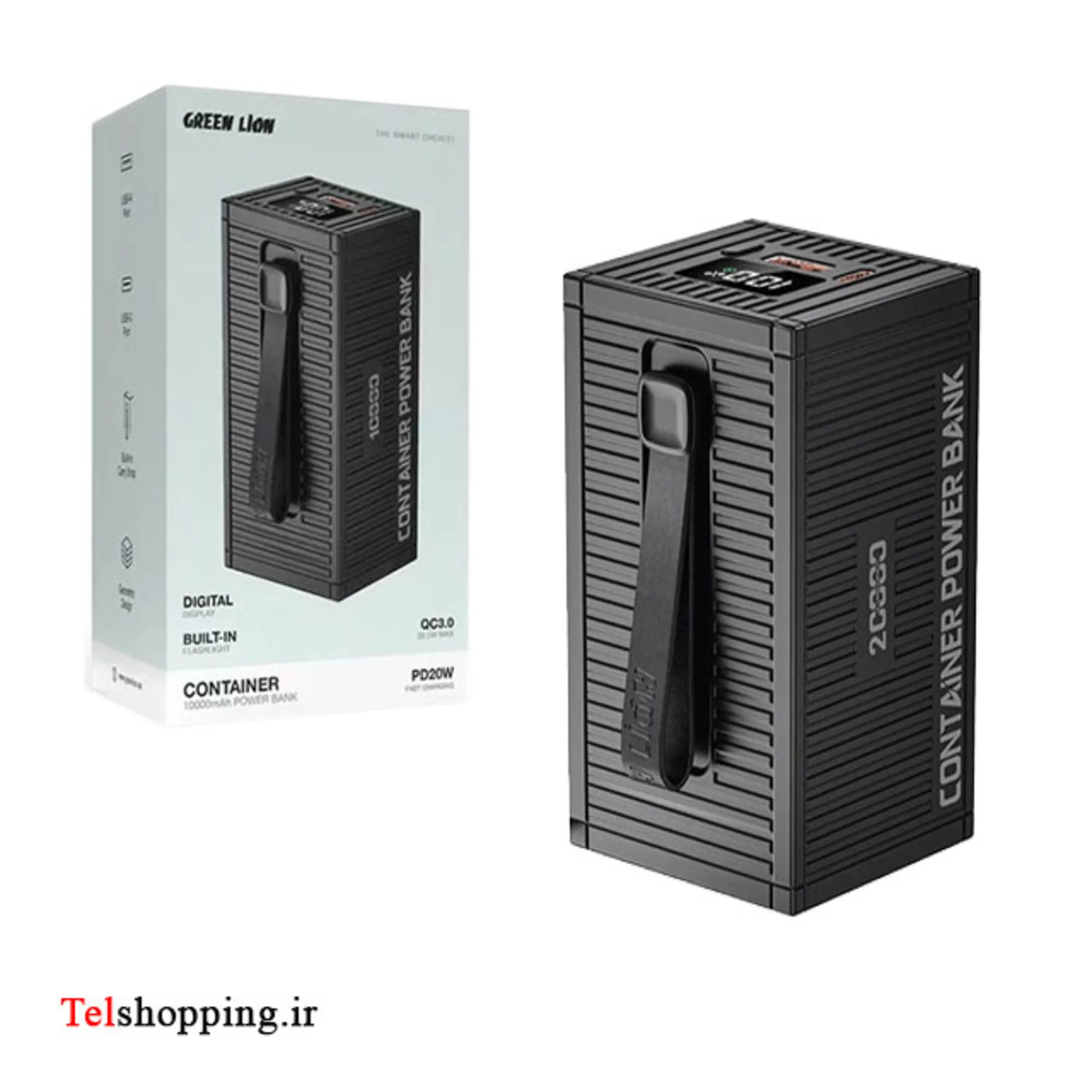 پاوربانک گرین لاین مدل GLPX63 ظرفیت 50000 میلی آمپر با چراغ قوه